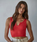 Tomato Henley Ribbed Modal Tank