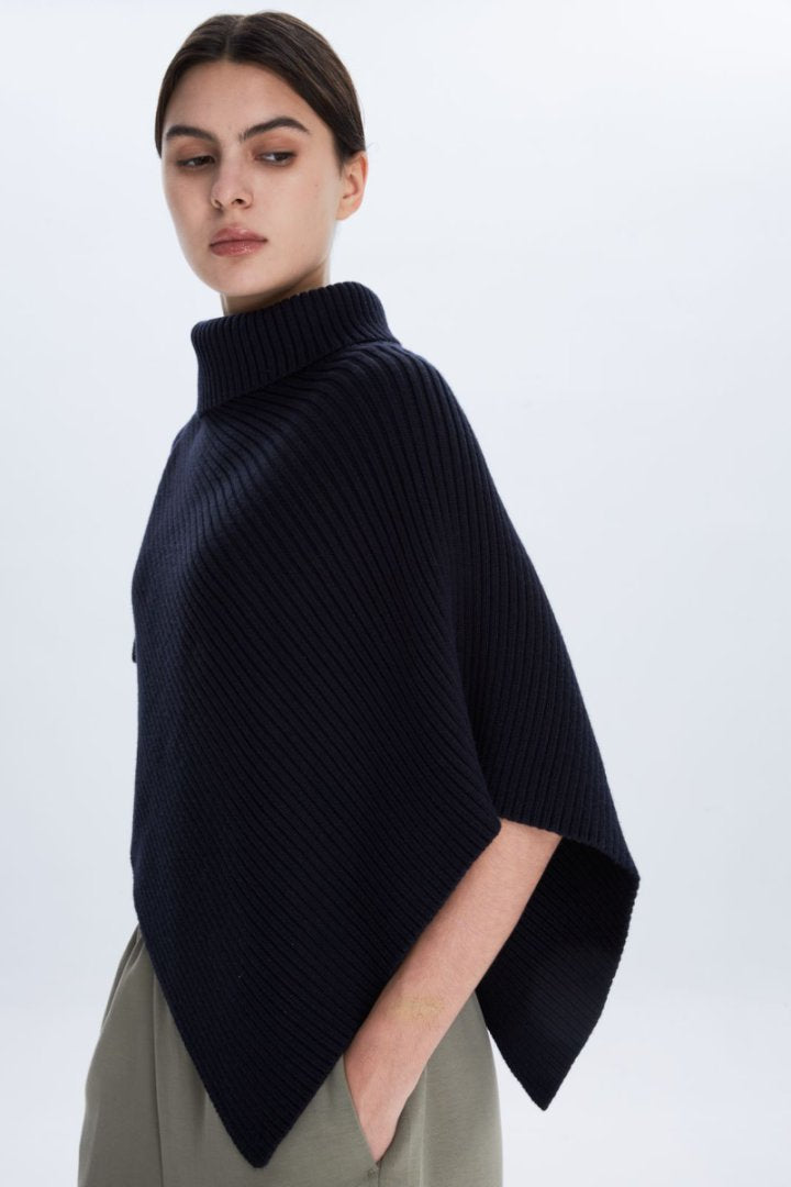 Asymmetric Sweater Knit Cape