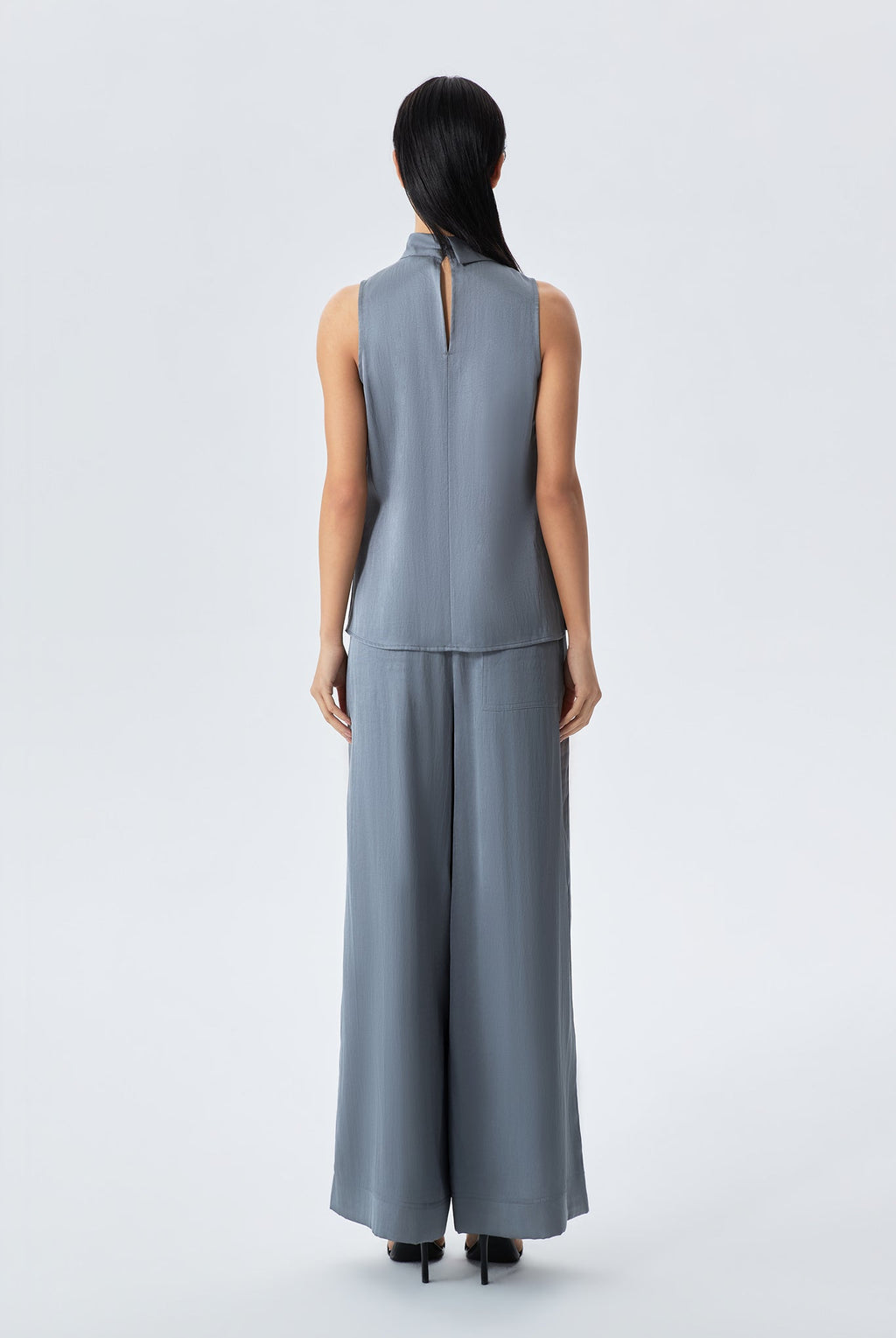 Amelia Elastic-Back Wide-Leg Pants