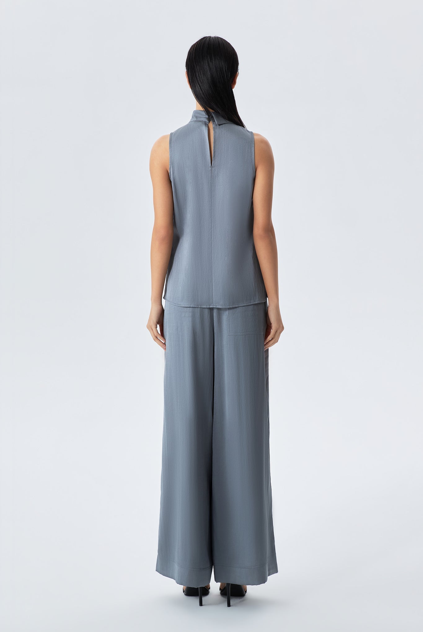 Amelia Elastic-Back Wide-Leg Pants