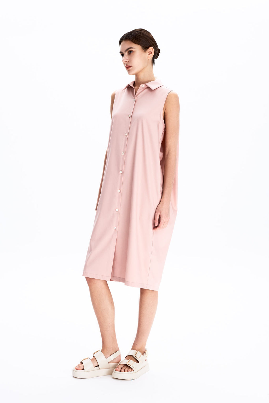 Sleeveless Button-down Shirt Dress