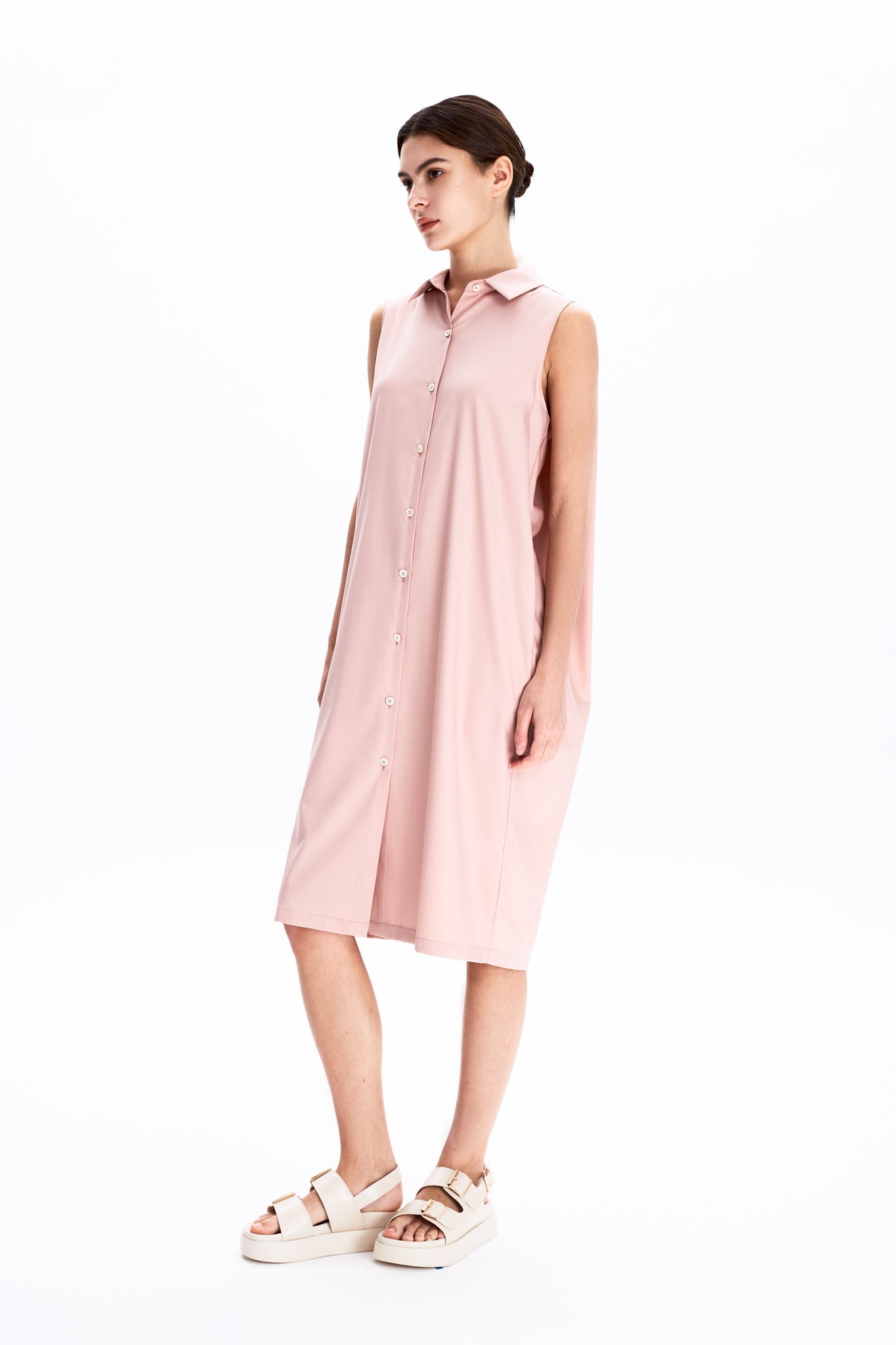 Sleeveless Button-down Shirt Dress
