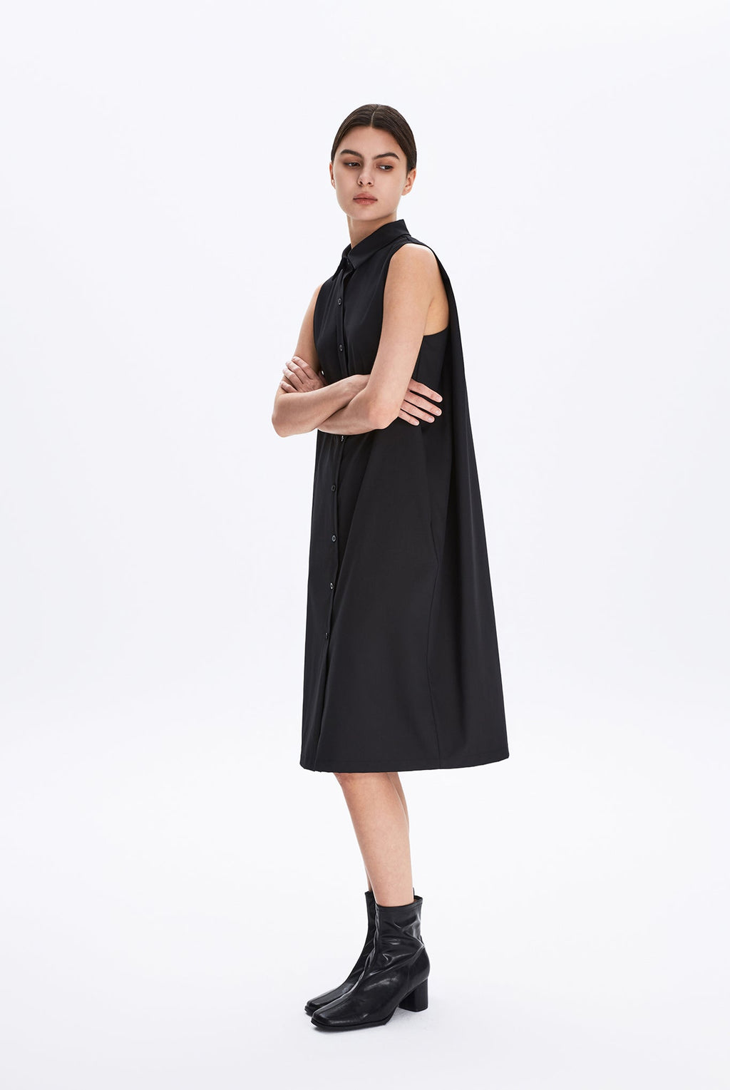 Sleeveless Button-down Shirt Dress