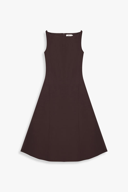 Boat Neck A Line Midi Dress