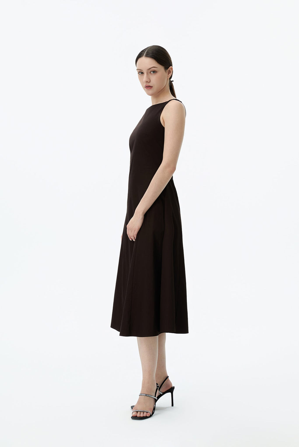 Boat Neck A Line Midi Dress