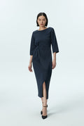 Front Drape Midi Dress