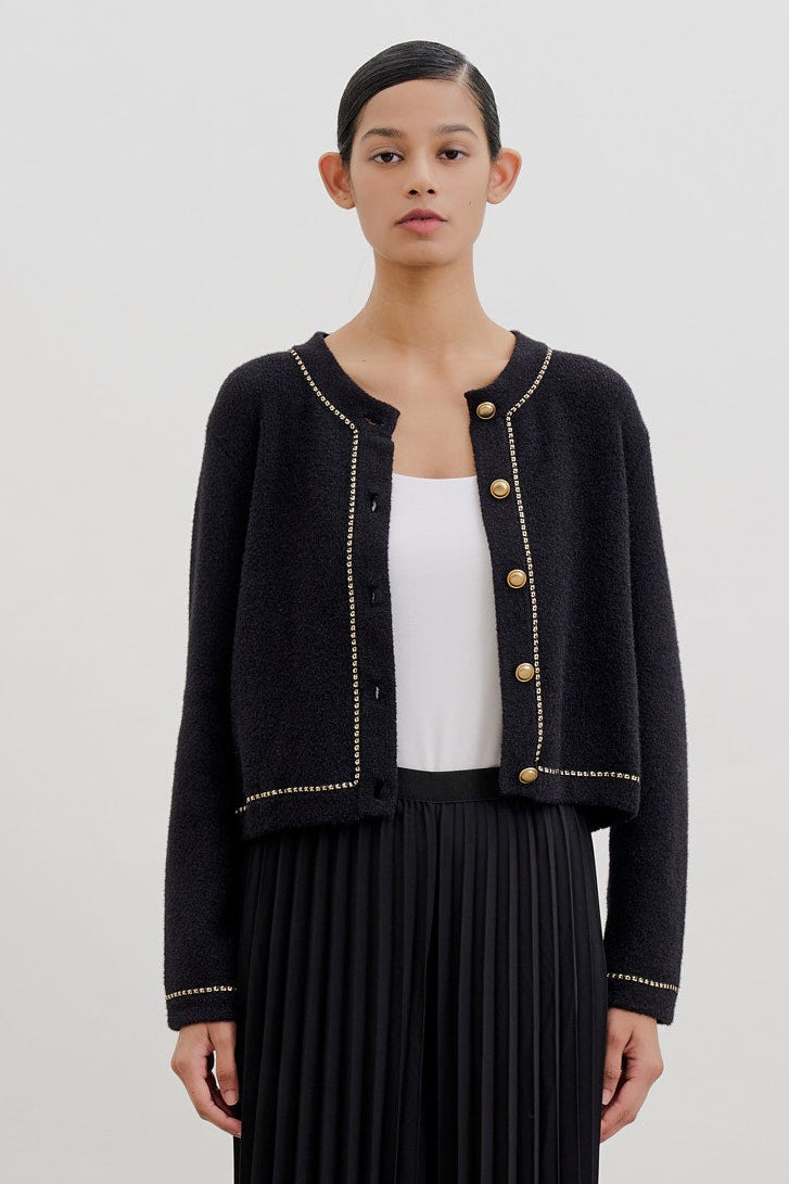 Chain Trim Knit Cardigan