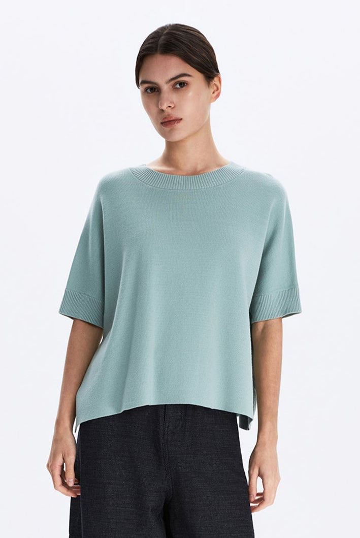 Decorative-Button Knit Top