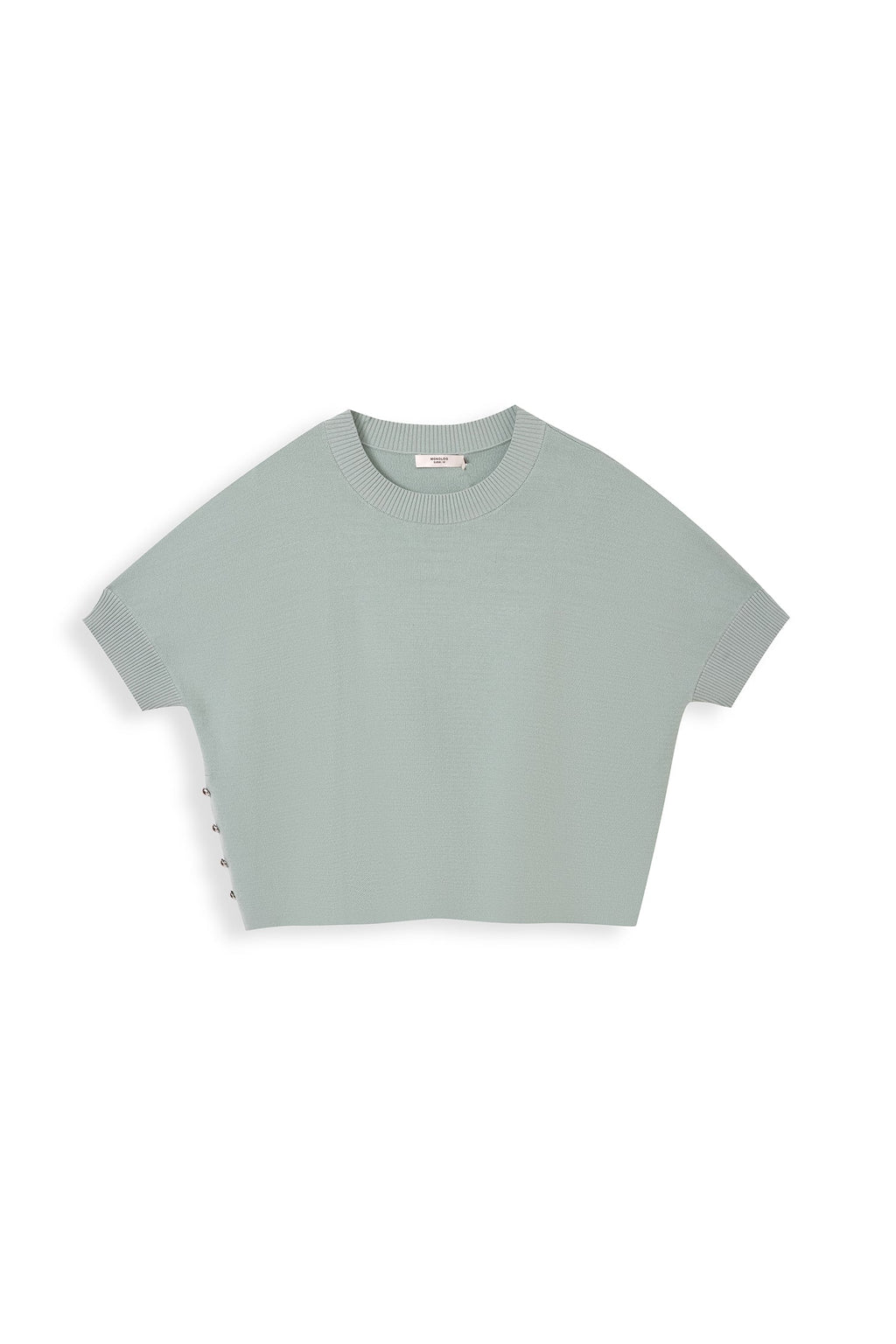 Decorative-Button Knit Top
