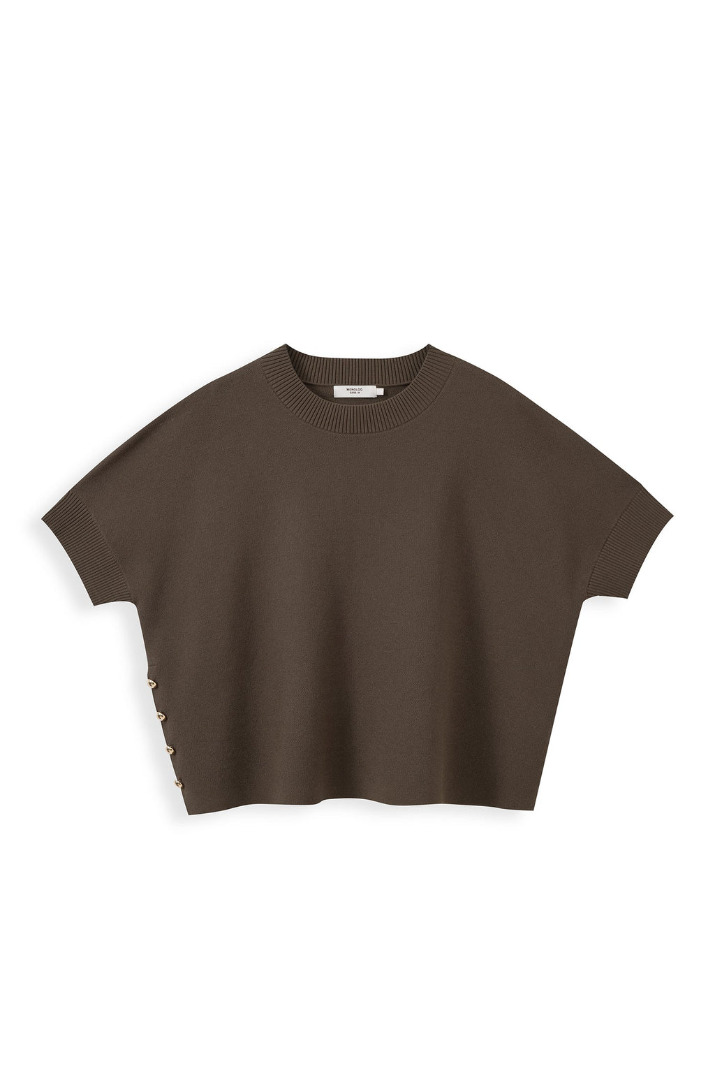 Decorative-Button Knit Top