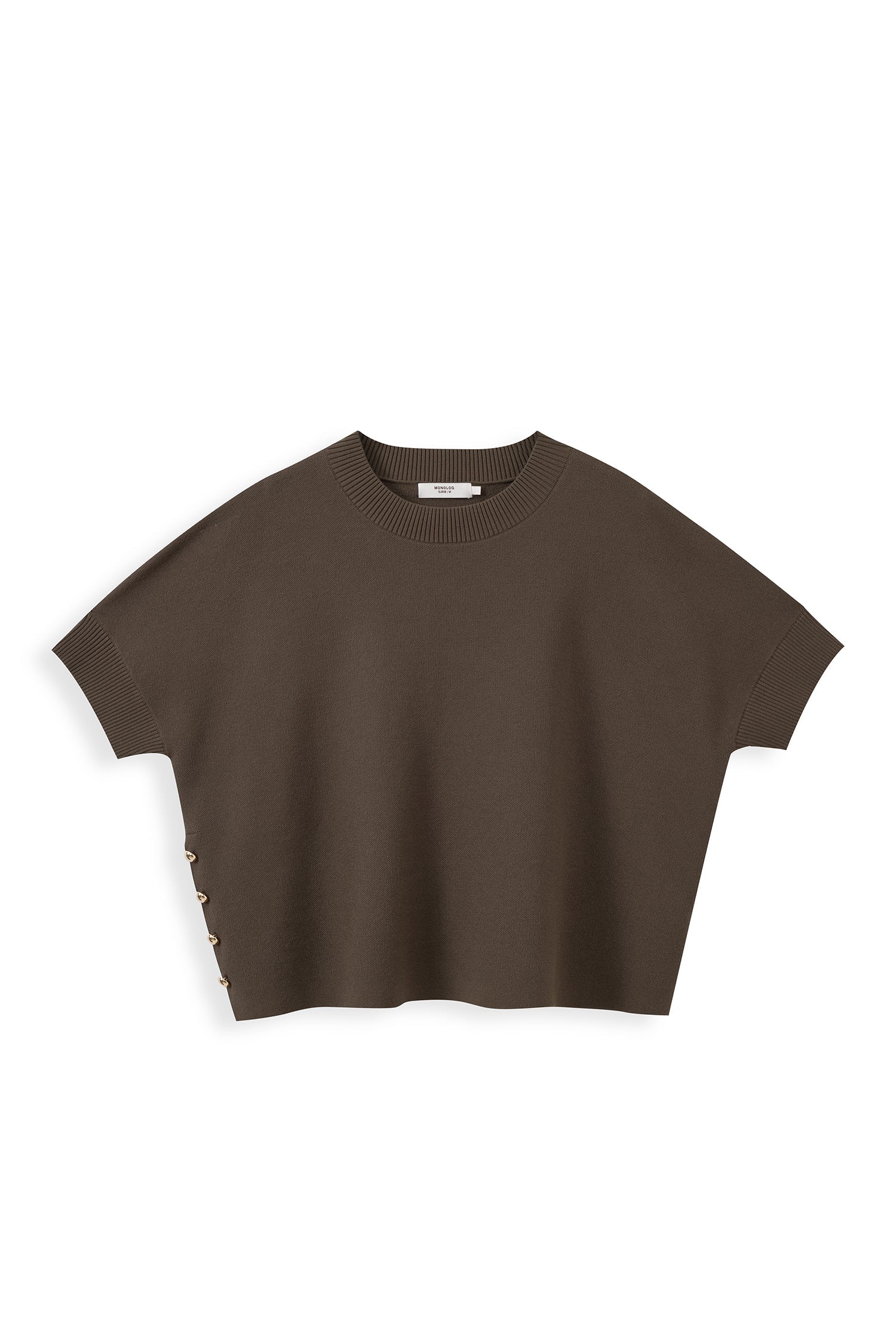 Decorative-Button Knit Top