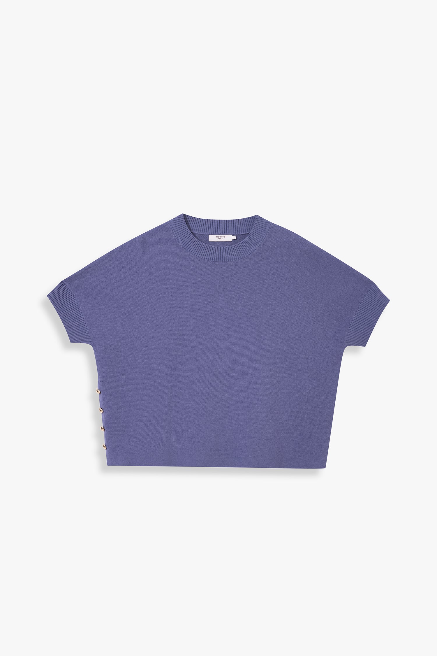 Decorative-Button Knit Top