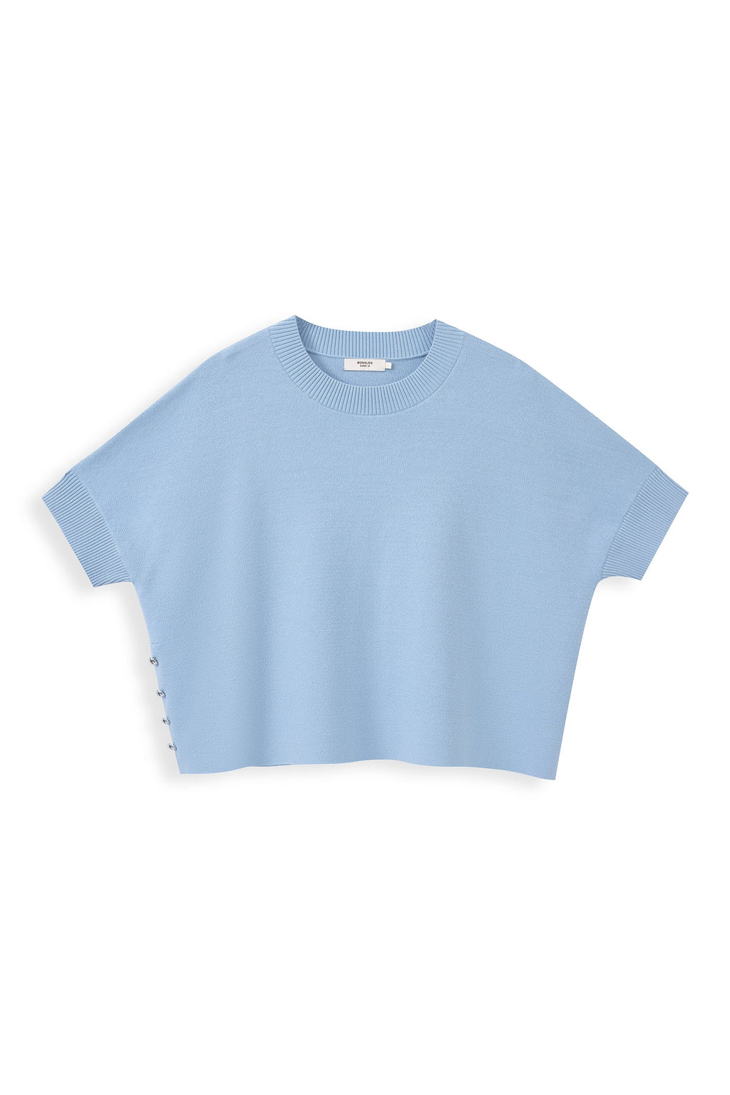 Decorative-Button Knit Top