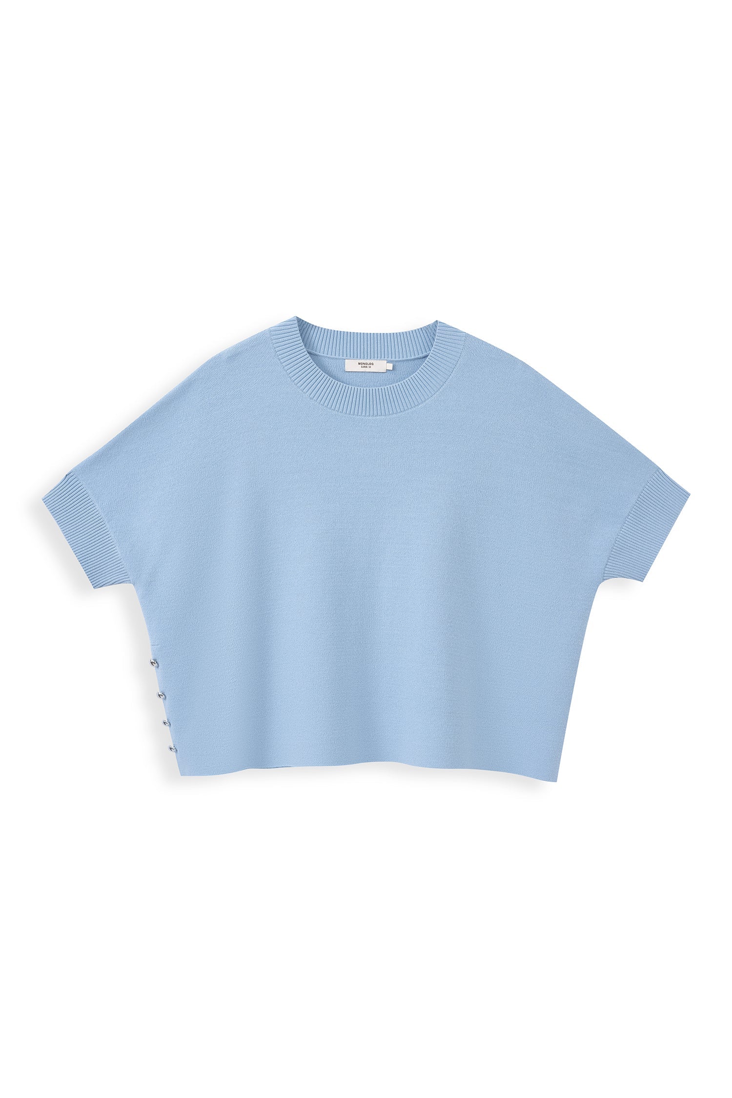 Decorative-Button Knit Top