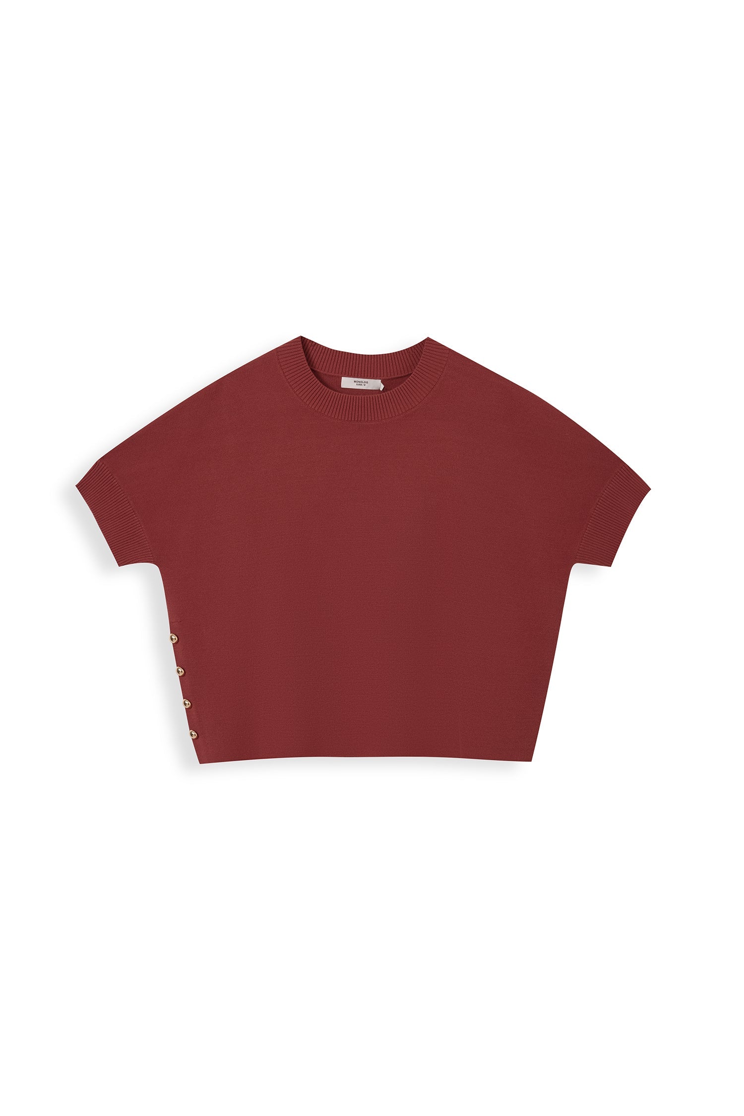 Decorative-Button Knit Top