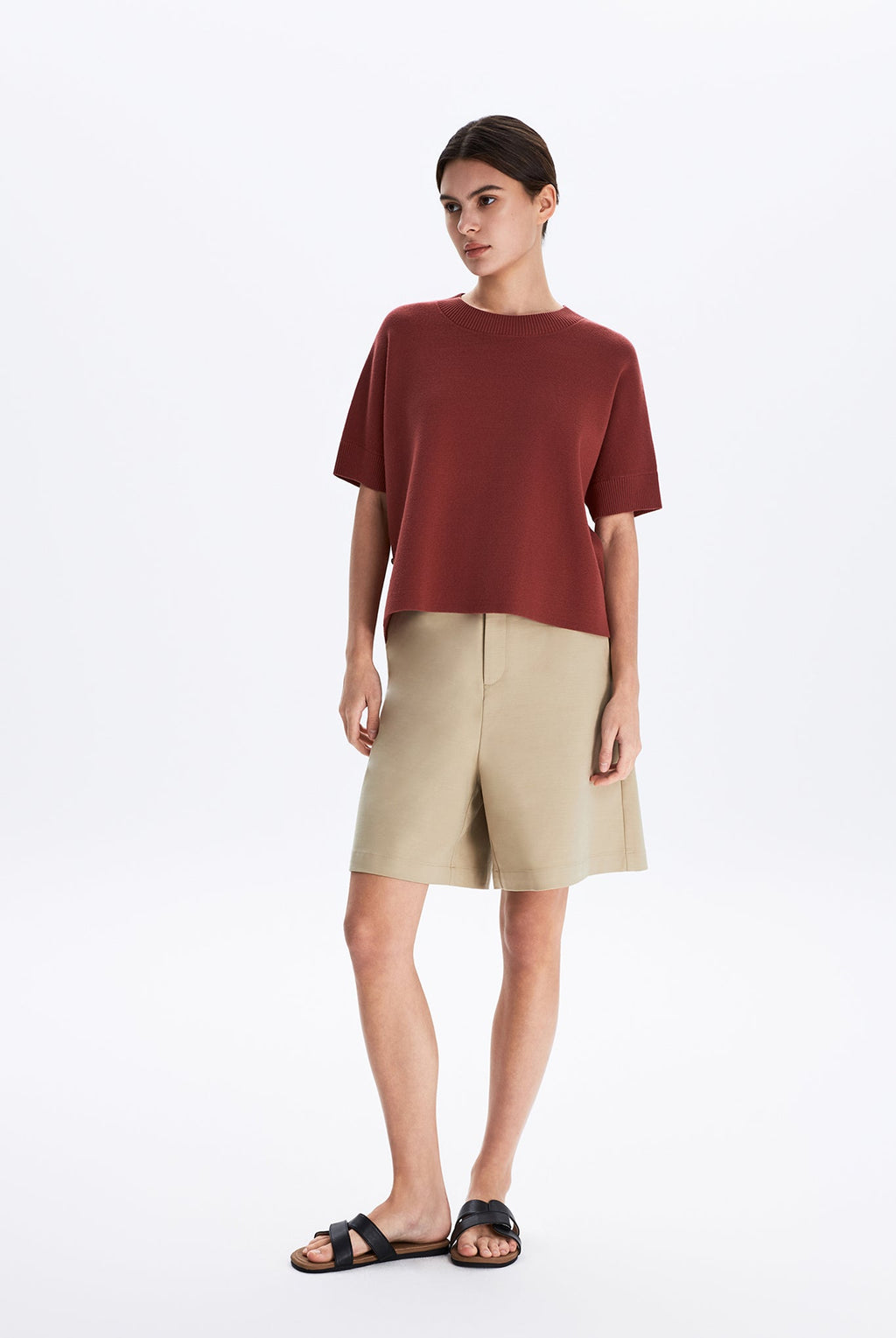 Decorative-Button Knit Top