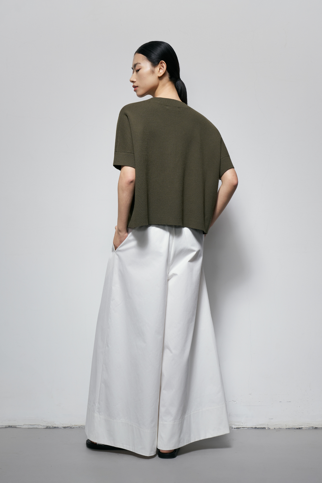 Decorative-Button Knit Top
