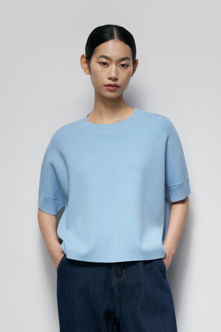 Decorative-Button Knit Top