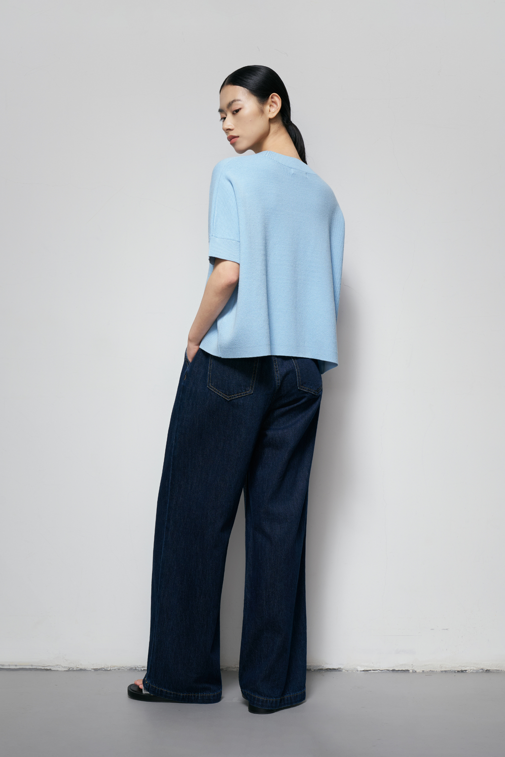 Decorative-Button Knit Top