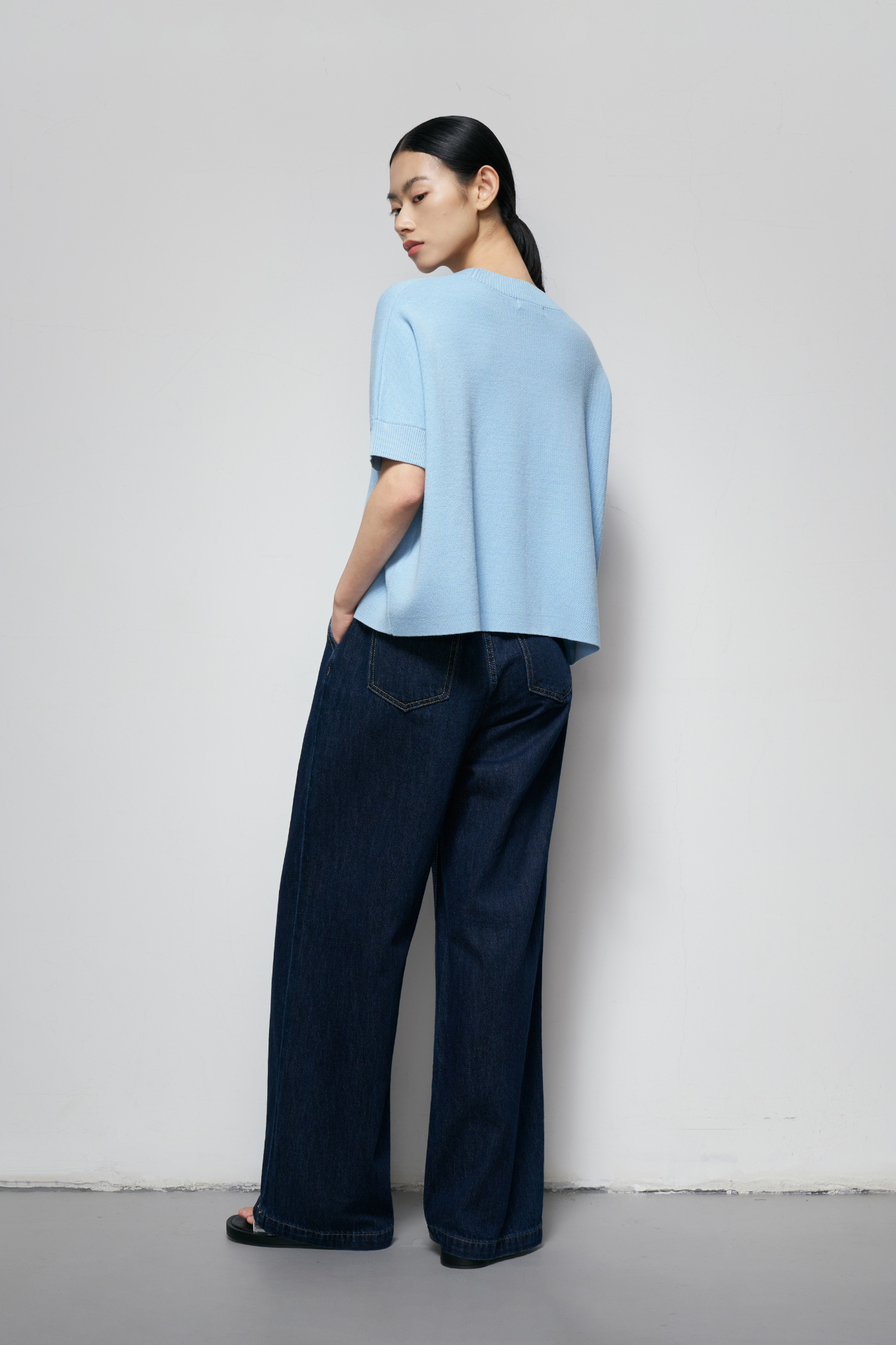 Decorative-Button Knit Top