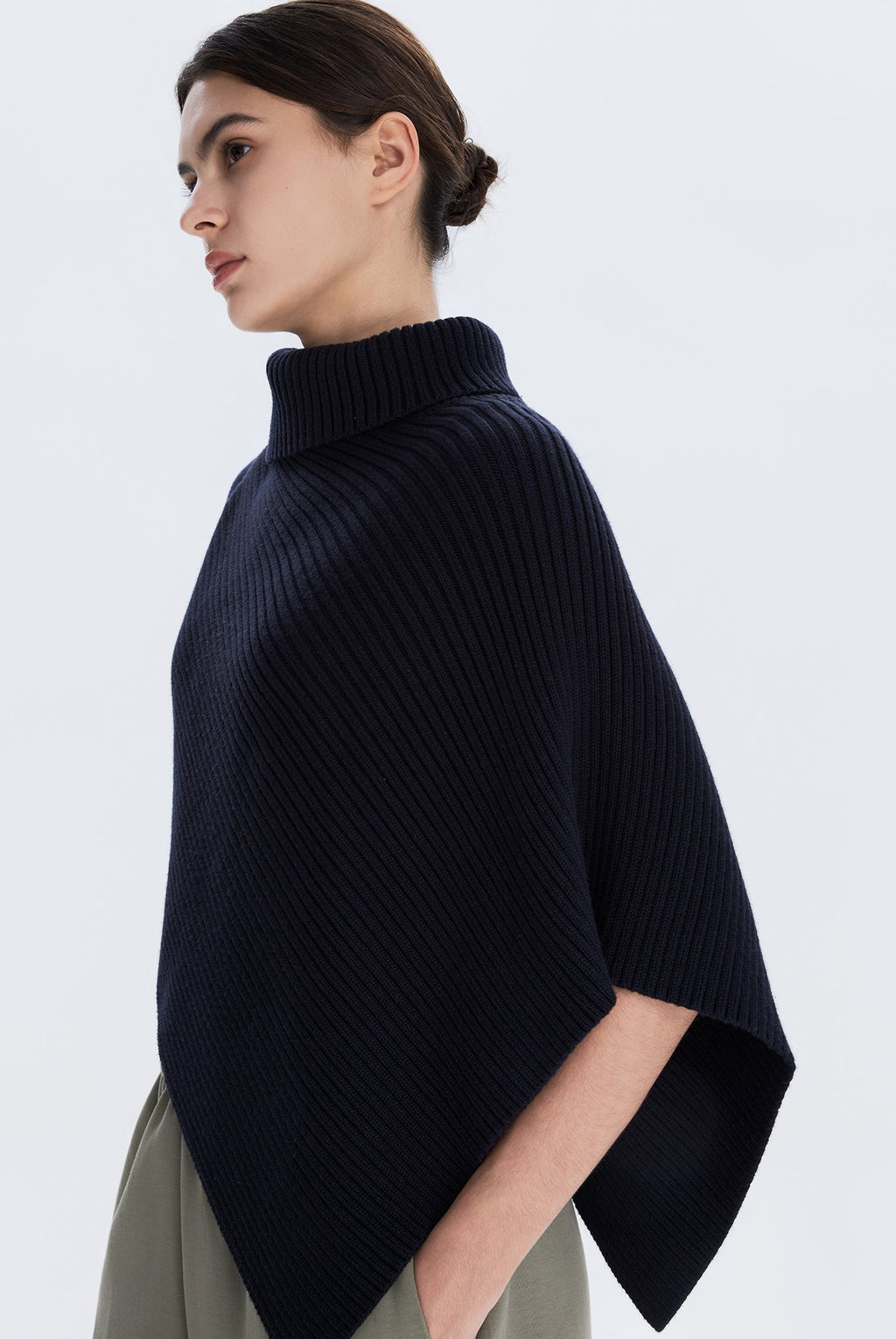 Asymmetric Sweater Knit Cape