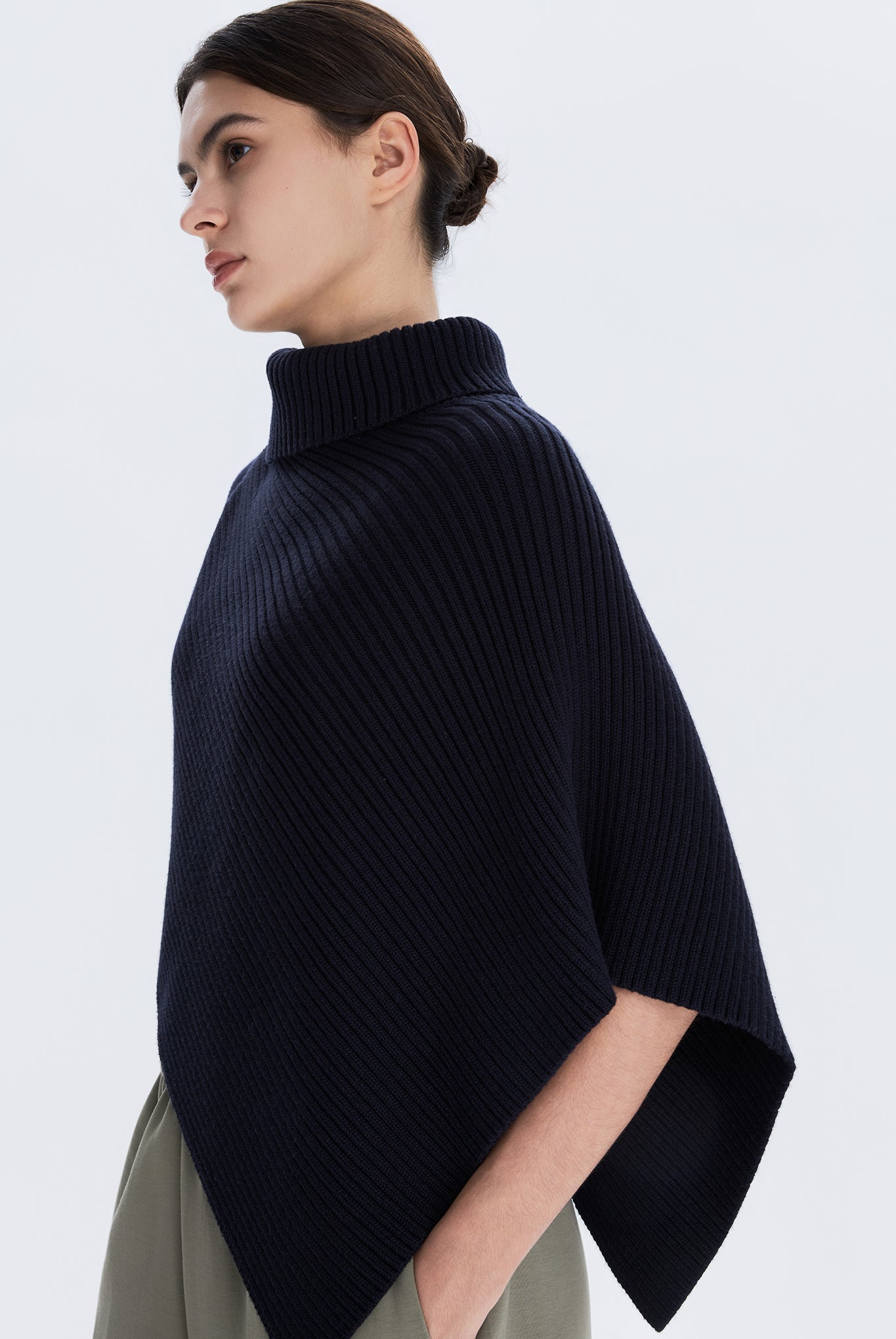 Asymmetric Sweater Knit Cape