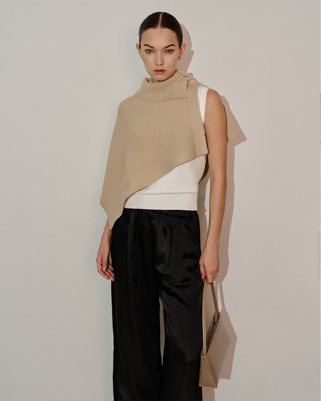 Asymmetric Sweater Knit Cape
