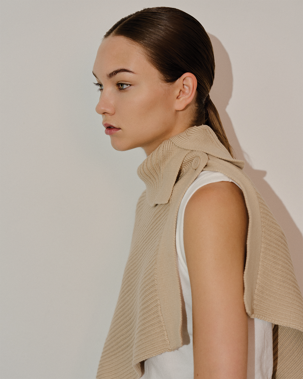 Asymmetric Sweater Knit Cape