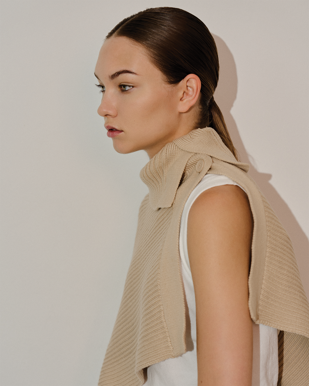 Asymmetric Sweater Knit Cape