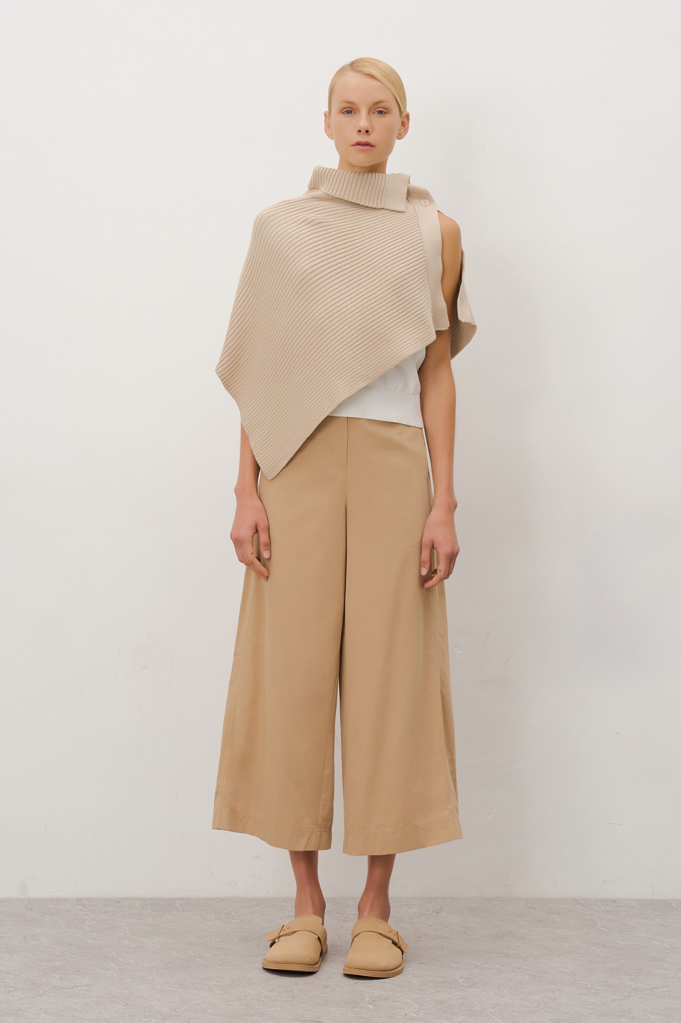 Asymmetric Sweater Knit Cape