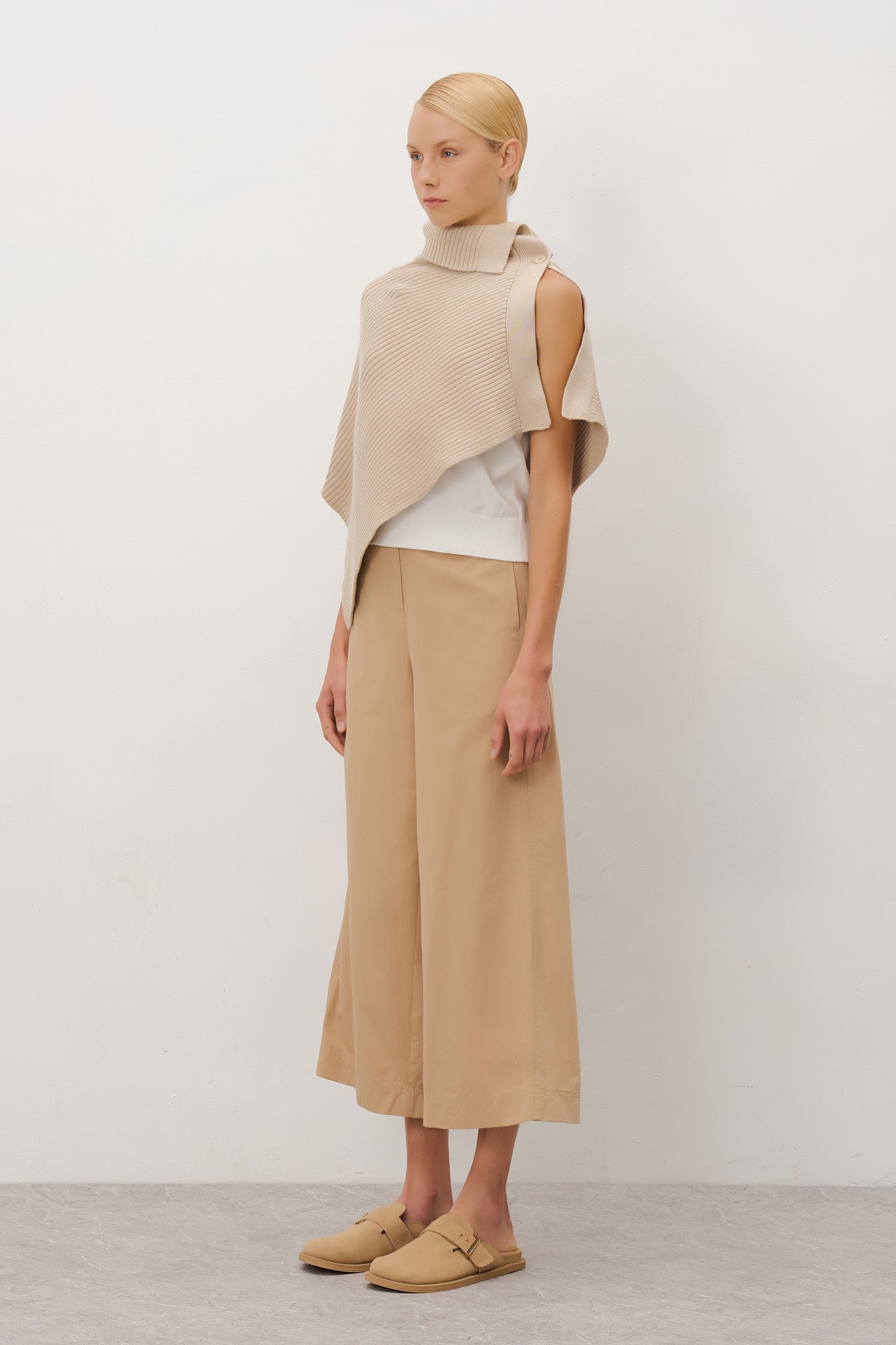 Asymmetric Sweater Knit Cape