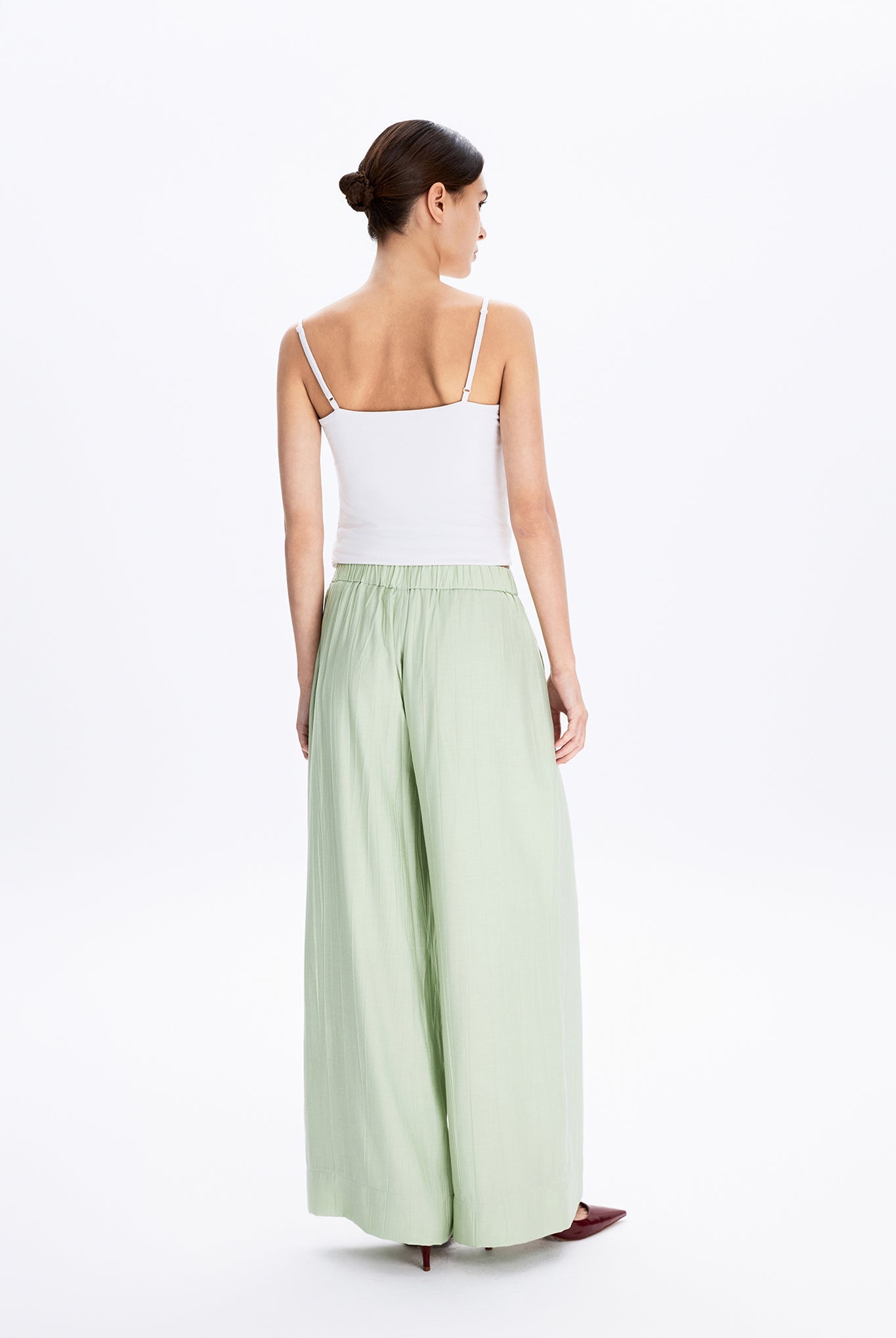 Wide Leg Trousers With Elasticated Waist