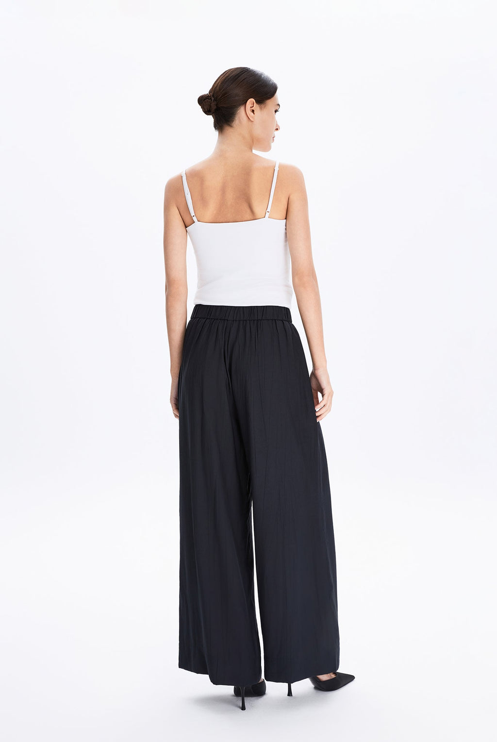 Wide Leg Trousers With Elasticated Waist