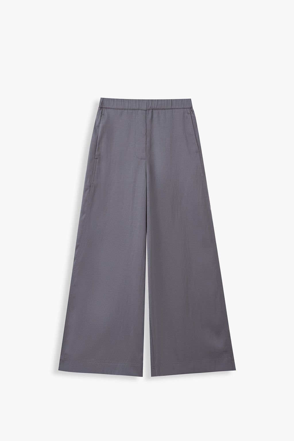 Amelia Elastic-Back Wide-Leg Pants