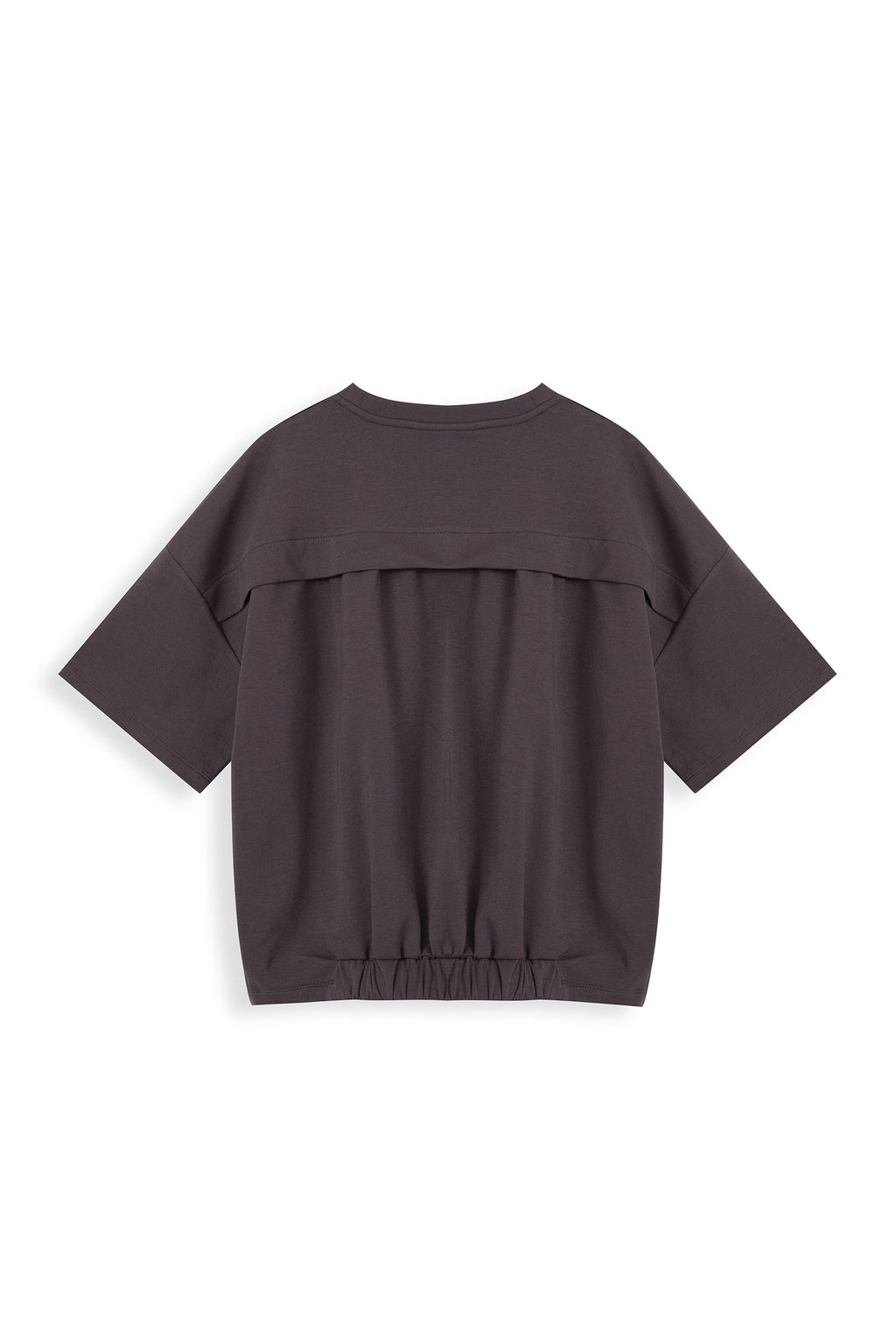 Boxy Jersey Knit Top With Back Gathered Detail