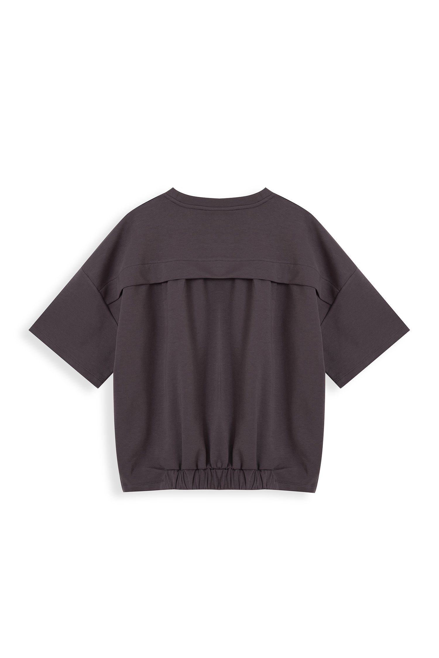 Boxy Jersey Knit Top With Back Gathered Detail