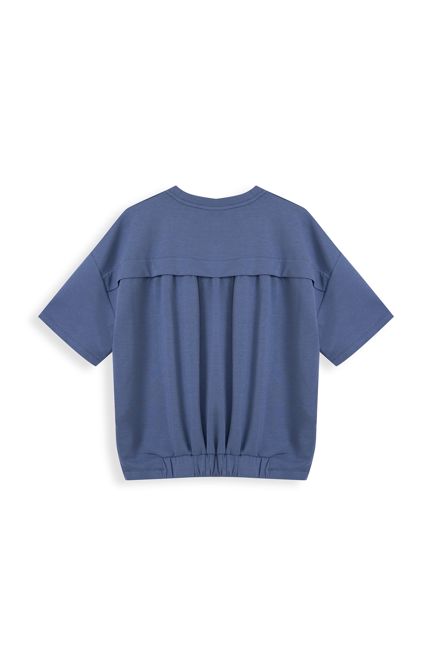 Boxy Jersey Knit Top With Back Gathered Detail