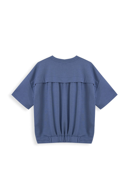 Boxy Jersey Knit Top With Back Gathered Detail