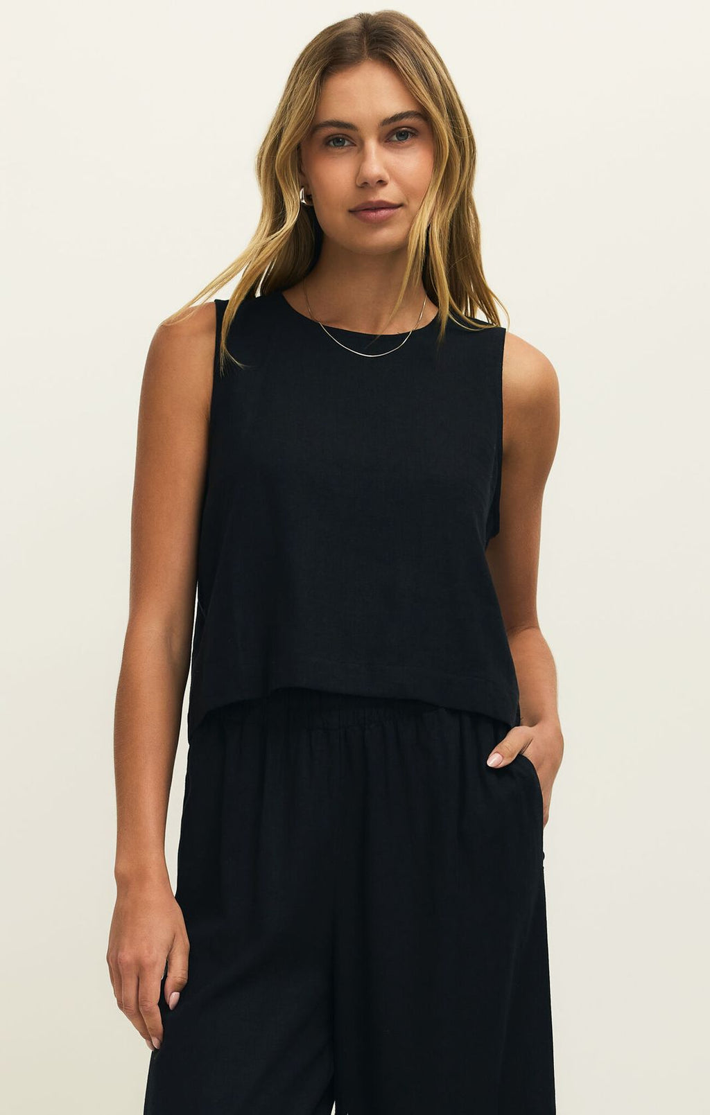 Z Supply Sloane Linen Top Black