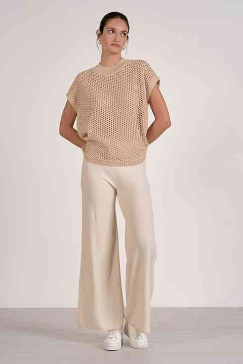 Sand Open Knit Top