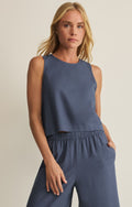 Z Supply Sloane Linen Top Vintage Indigo