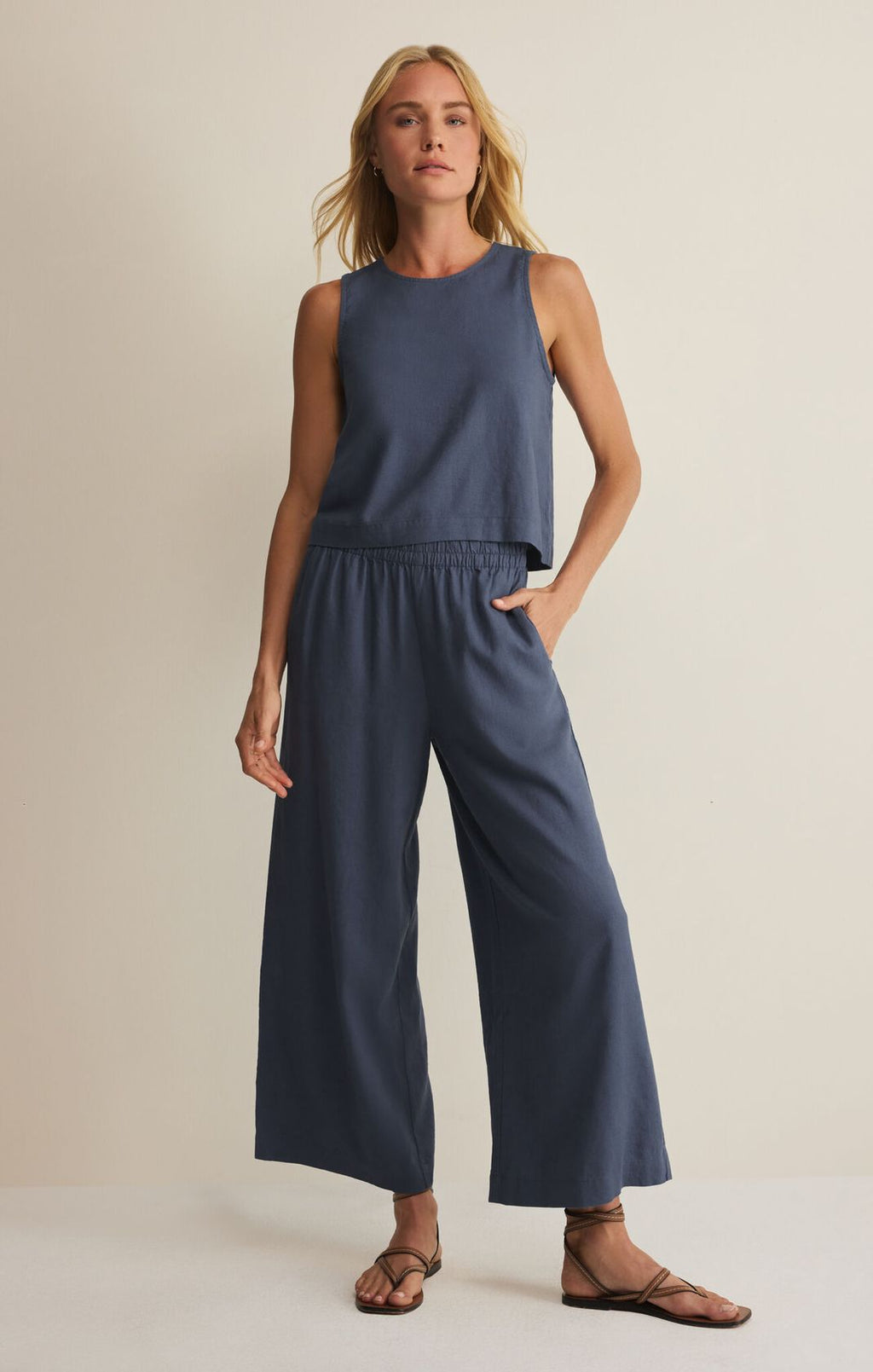 Z Supply Sloane Linen Top Vintage Indigo