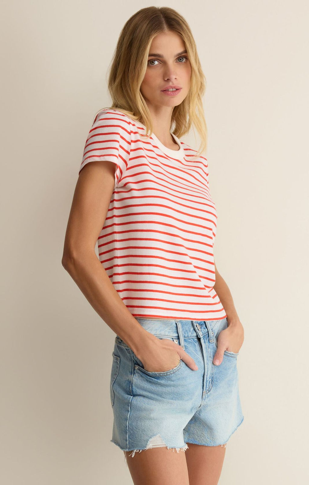 Z Supply Junie Striped Tee Lychee