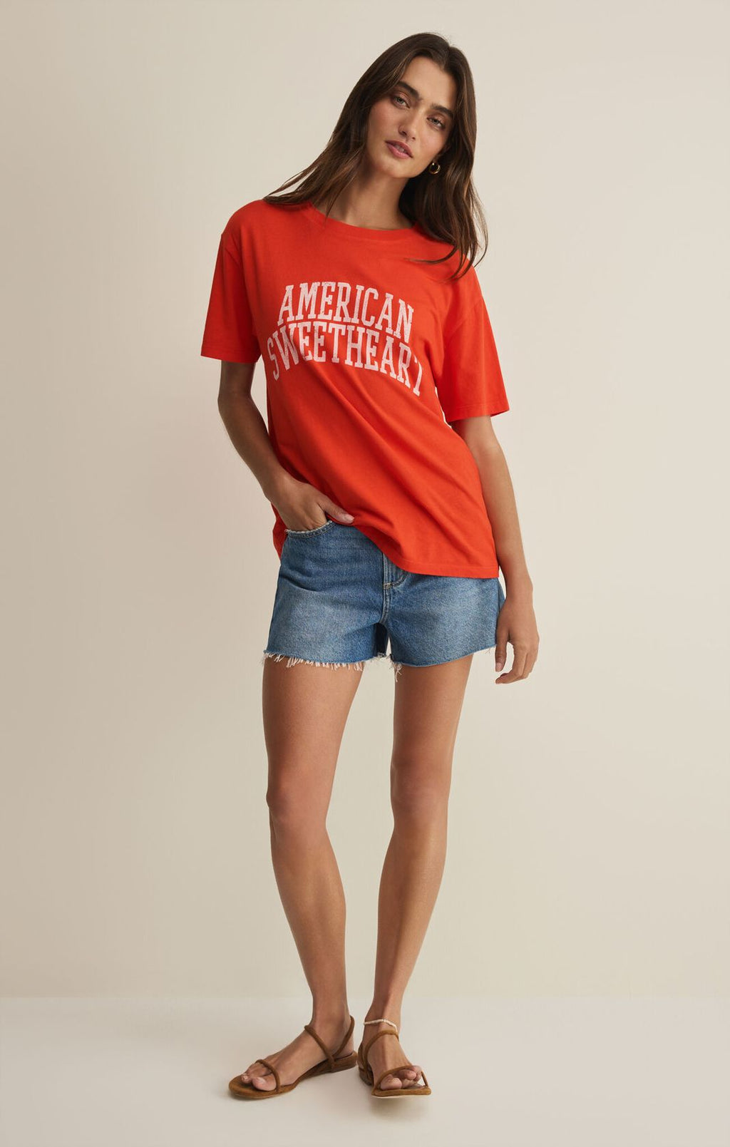 Z Supply Sweetheart Boyfriend Tee: Lychee