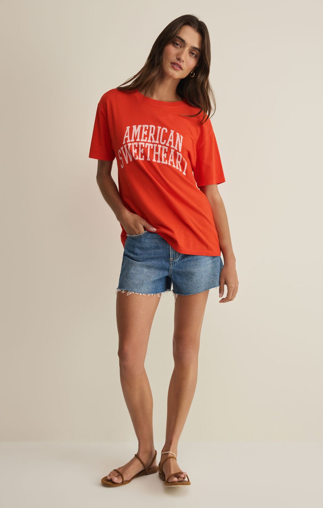 Z Supply Sweetheart Boyfriend Tee: Lychee