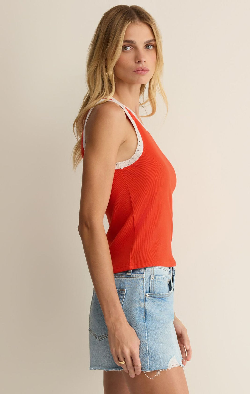 Z Supply Clarke Rib Tank Lychee