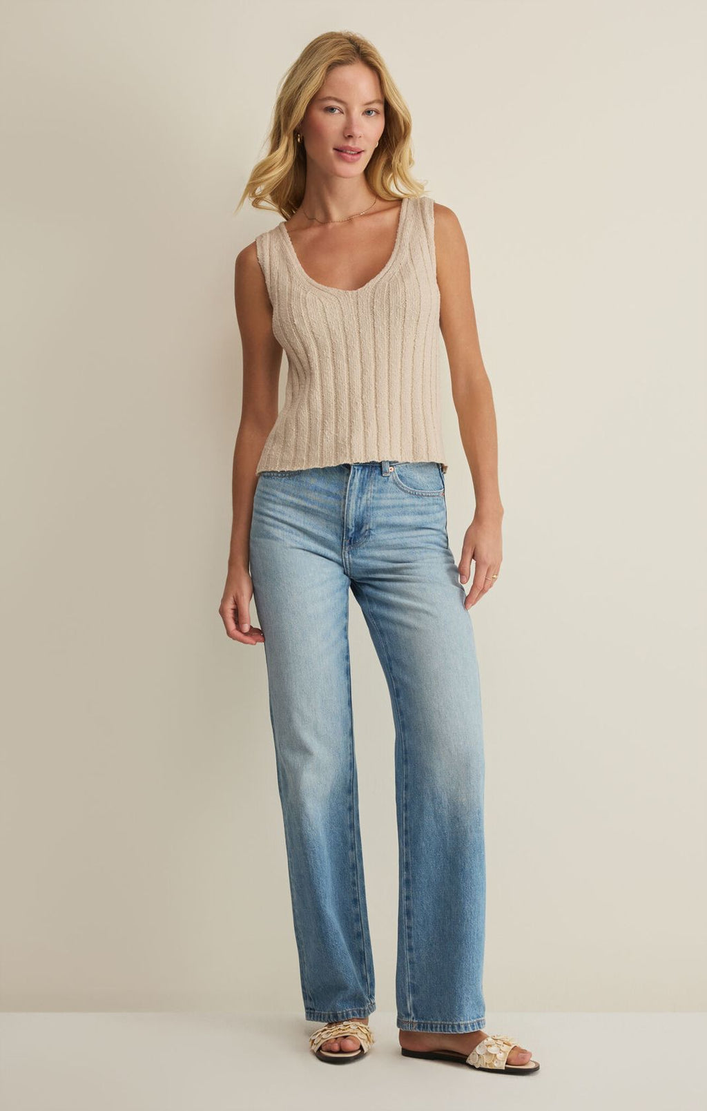 Z Supply Acadia Sweater Tank- Island Coconut