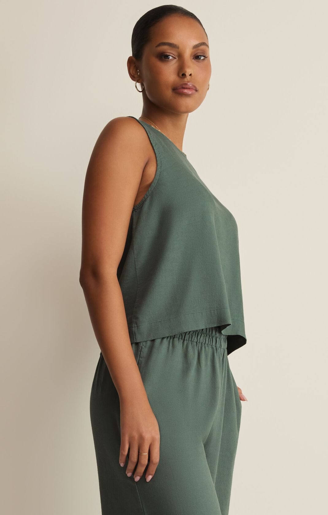 Z Supply Sloane Linen Top Everglade