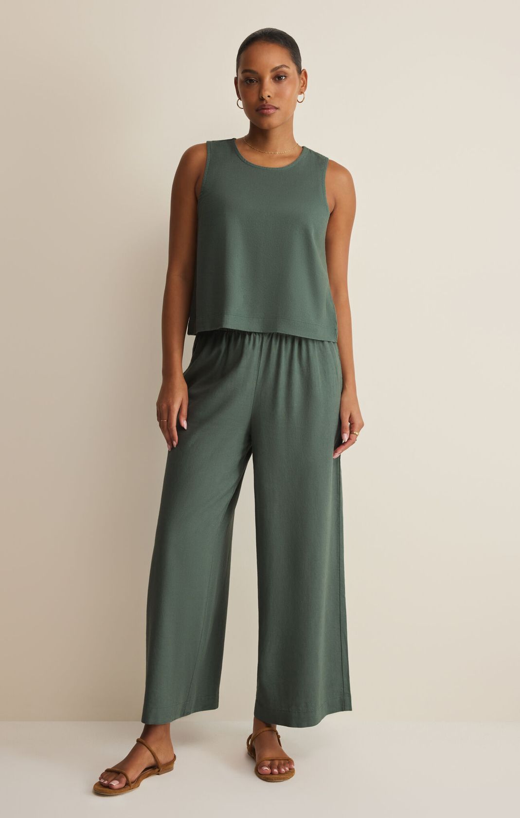 Z Supply Sloane Linen Top Everglade