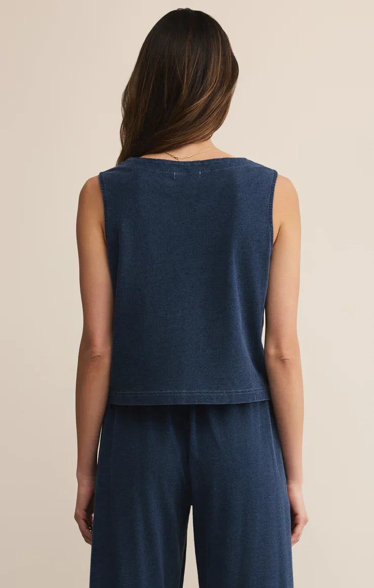 Solace Jersey Denim Top Indigo
